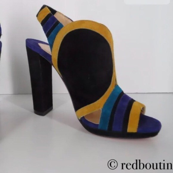 Christian Louboutin mod open toe block heel sandals - Picture 1 of 7